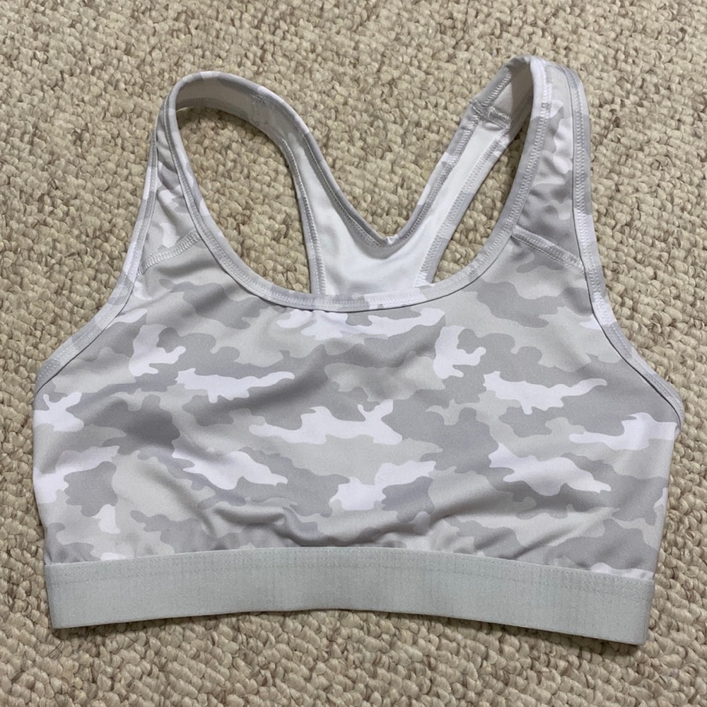 White camo sports bra small Avia